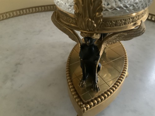Ccentre de table en bronze doré et cristal - Danièle Fontaine Antiquaire