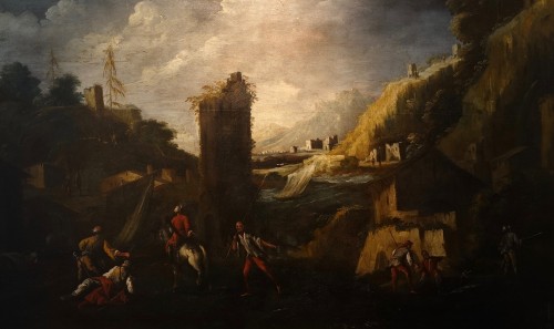 Tableaux et dessins Tableaux XVIIe siècle - Paysage marin avec ruines - Antonio Travi called Le Sestri (1608 -1665)