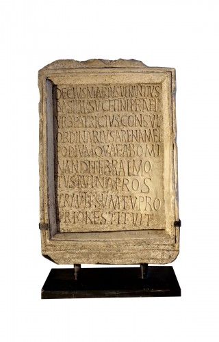 Reduced-size inscription as on the Roman epitaph of the Coliseum