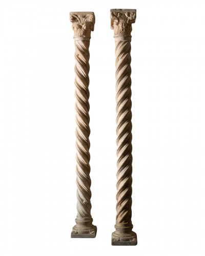 Pair of Spiral-Twist Columns - Tuscany around 1340-60