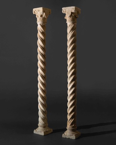 Pair of Spiral-Twist Columns - Tuscany around 1340-60 - Middle age