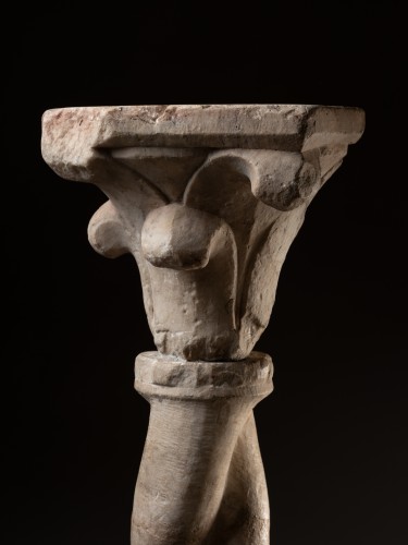 Twisted Cloister Column with Crocket Capital - Italy 14th Century - Sculpture Style Middle age