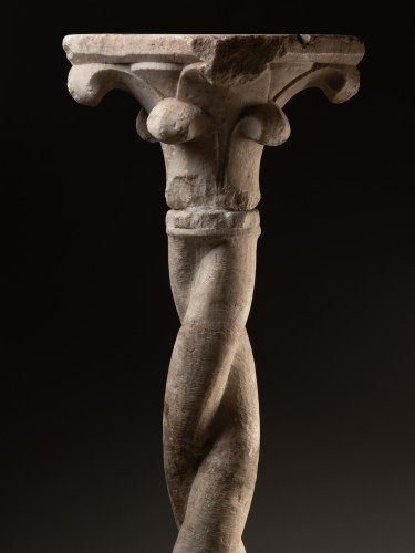 Sculpture  - Twisted Cloister Column with Crocket Capital - Italy 14th Century