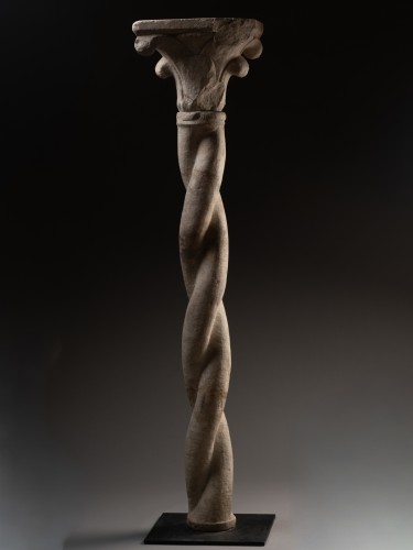 Twisted Cloister Column with Crocket Capital - Italy 14th Century - 
