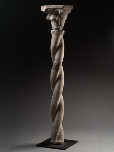 11th to 15th century - Twisted Cloister Column with Crocket Capital - Italy 14th Century