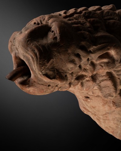 Sculpture  - Lion protome-Architectural fragment from a fountain - Italy, 12th century