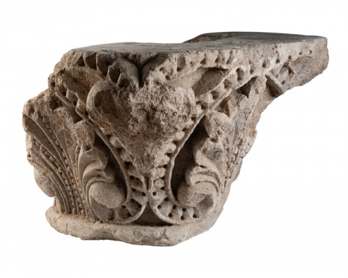 Romanesque limestone capital - first half to mid-12th century