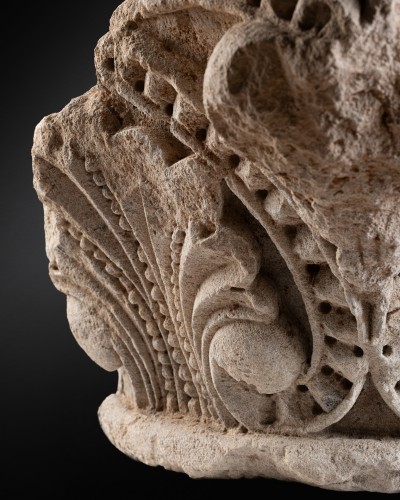 Architectural & Garden  - Romanesque limestone capital - first half to mid-12th century