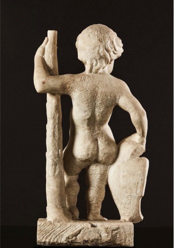 Sculpture  - Hercules holding a coat of arms - Flemish, XVII century