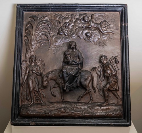 17th century - Large terracotta relief  - The flight into Egypt - Lombardy 17th century