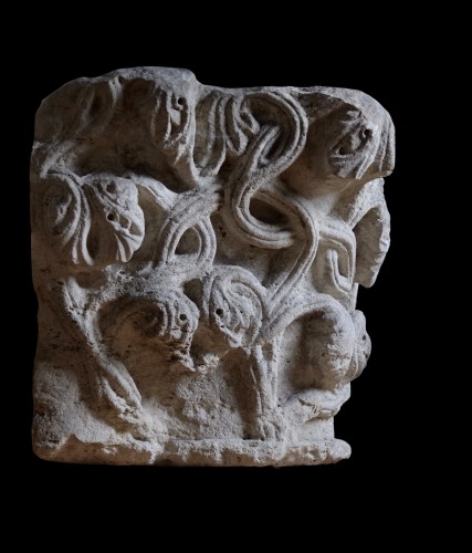 Paire de chapiteaux à décor de rinceaux - Ile de France, XIIe siècle - Dei Bardi Art