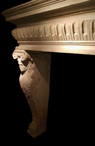 Renaissance limestone fireplace - Central Italy, 16th century - 