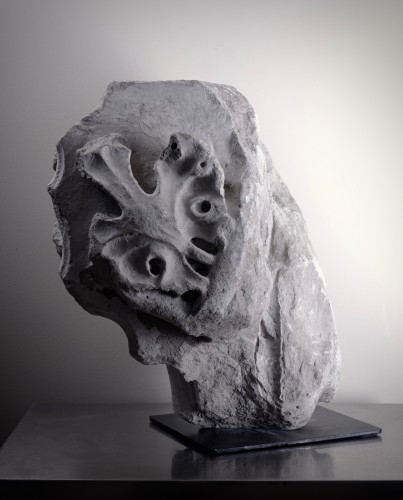 Sculpture Sculpture en pierre - Fragment d’architecture, visage grotesque d’homme vert - France XVe siècle