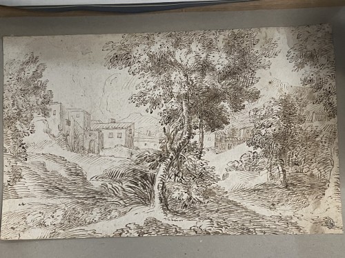 Tableaux et dessins Dessin, Aquarelle & Pastel - Paysage de campagne, attribué à Tiziano Vecellio dit Titien