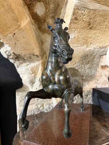 Bronze Horse with patina, late XVIIIth century - Sculpture Style 
