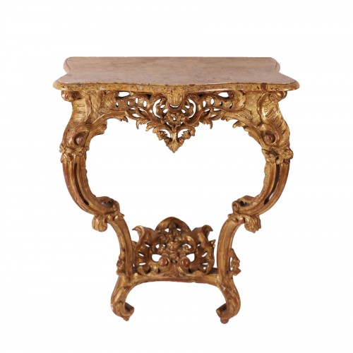 Petite console d'applique Régence Louis XV en bois sculpté et doré