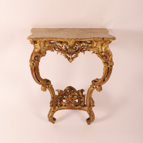 Petite console d'applique Régence Louis XV en bois sculpté et doré - Mobilier Style Louis XV