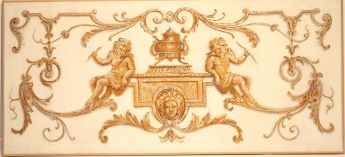 Suite de quatre tableaux formant trumeaux de haut de porte  