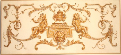 Suite de quatre tableaux formant trumeaux de haut de porte   - Miroirs, Trumeaux Style Louis XIV