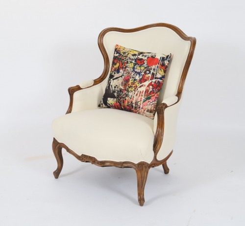 Bergère en bois naturel - Denoyelle antiquités