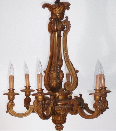 Lustre en Bois sculpté et doré XIXe