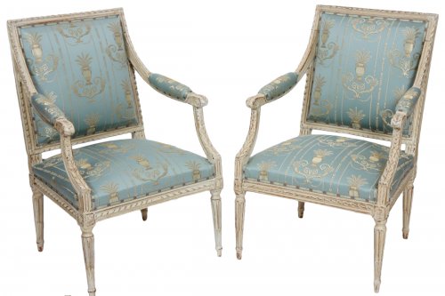 Paire de fauteuils Louis XVI - Trace d'estampille Dupain