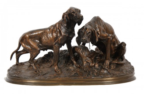 Deux chiens de chasse - P.J.MENE (1810-1879)