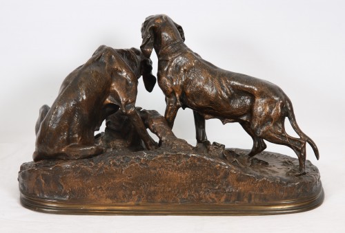 Deux chiens de chasse - P.J.MENE (1810-1879) - Sculpture Style 