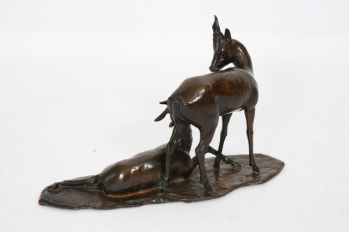 Sculpture Sculpture en Bronze - Couple d'antilopes - René Papa