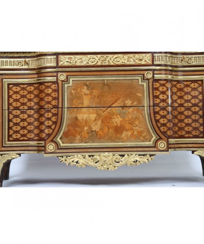 Importante commode marquetée XIXe siècle - Mobilier Style 