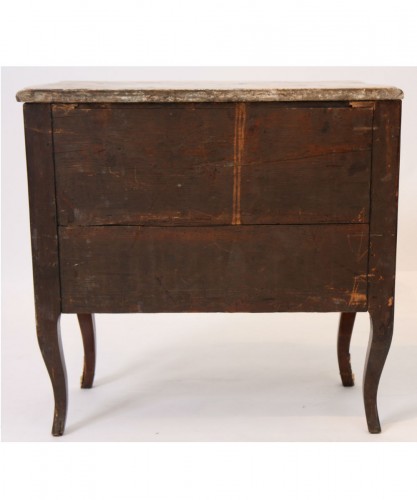 Petite commode sauteuse marquetée Louis XV - Denoyelle antiquités