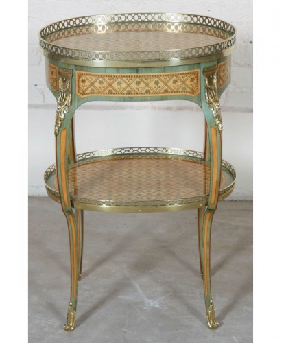 Table de salon marquetée attribué à Alfred Beurdeley XIXe siècle - Denoyelle antiquités