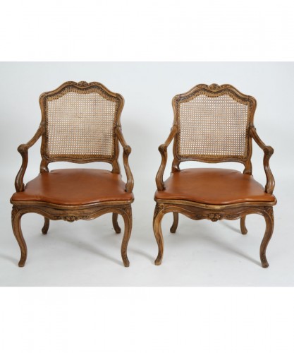 Paire de fauteuils cannés Louis XV - Sièges Style 