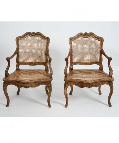 Sièges Fauteuil & Bergère - Paire de fauteuils cannés Louis XV