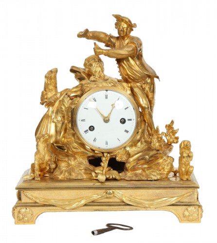 Pendule  "Au Sculpteur" en bronze doré,  XVIIIe siècle