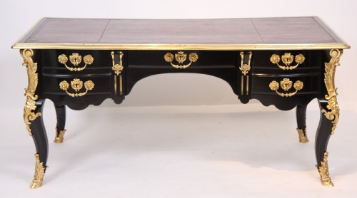 Important bureau plat double face Louis XIV à caissons - Mobilier Style Louis XIV