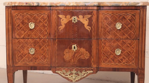 Mobilier Commode - Commode Louis XVI en marqueterie