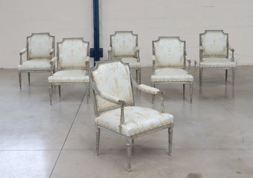 Suite de six fauteuils Louis XVI attribué J.B. SENE (1748-1803) - Sièges Style 