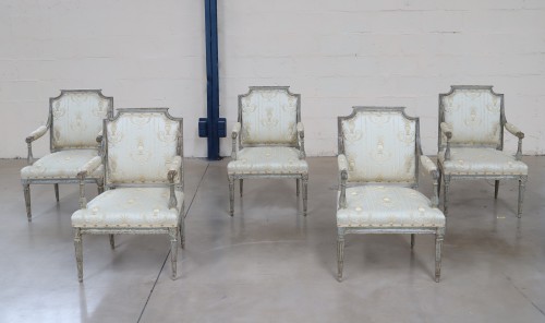 Sièges Fauteuil & Bergère - Suite de six fauteuils Louis XVI attribué J.B. SENE (1748-1803)