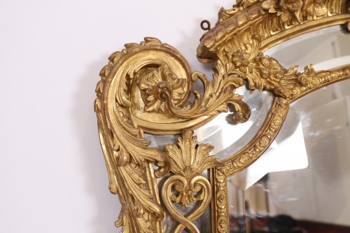 Miroir à parecloses fin XIXe - Miroirs, Trumeaux Style 