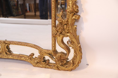 Miroirs, Trumeaux  - Miroir à parecloses fin XIXe