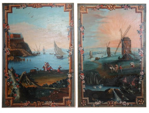 Ensemble de tableaux de paysages panoramiques, milieu du XVIIIe siècle