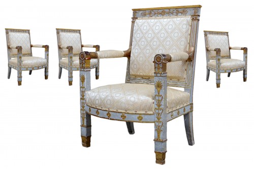 Ensemble de quatre fauteuils d'apparat Empire