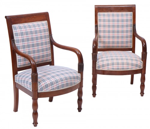 Pair of Burberry fabric armchairs