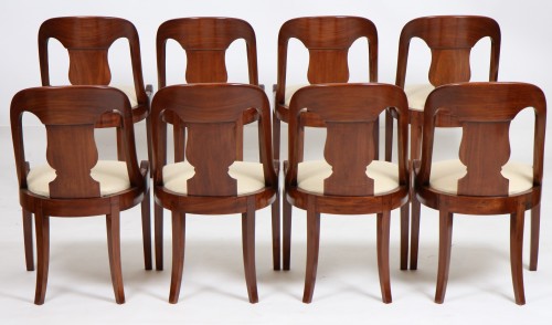 Seating  - Suite of eight mahogany gondola chairs