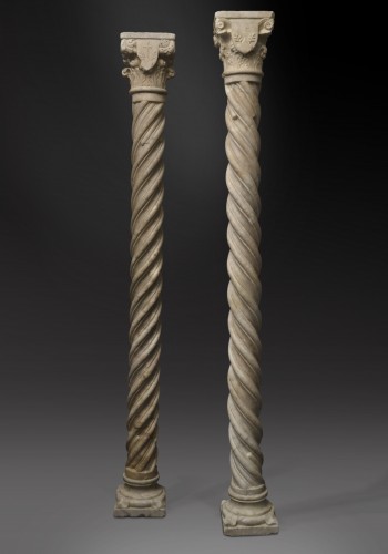 Pair of Gothic Columns - Olivetani - Sculpture Style 