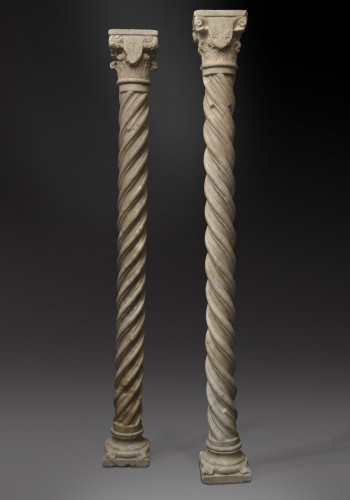 Paire de colonnes gothiques en marbre - Olivetani - Sculpture Style 