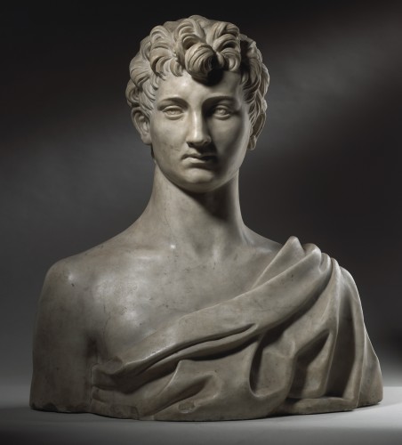 Buste de jeune homme en marbre - Sculpture Style 