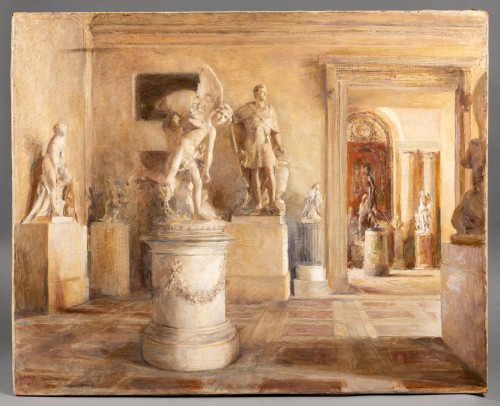 Les Salles Coustou et Houdon au Musée du Louvre vers 1900 - Alfred Nicolas Martin (1868-1947) - Tableaux et dessins Style 