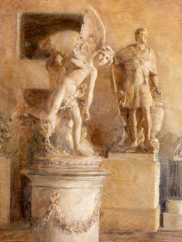 Tableaux et dessins Tableaux du XXe siècle - Les Salles Coustou et Houdon au Musée du Louvre vers 1900 - Alfred Nicolas Martin (1868-1947)